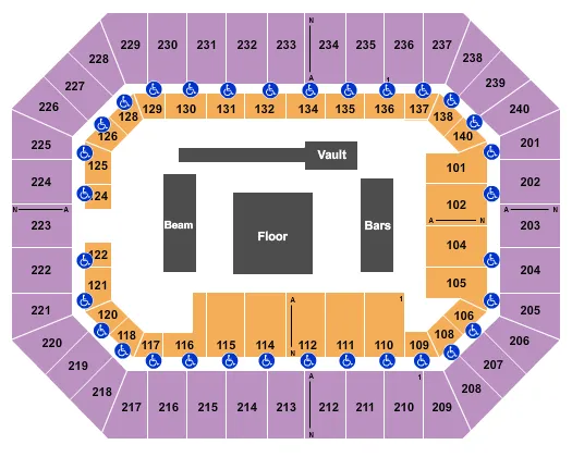 RAISING CANES RIVER CENTER ARENA GYMNASTICS Seating Map Seating Chart