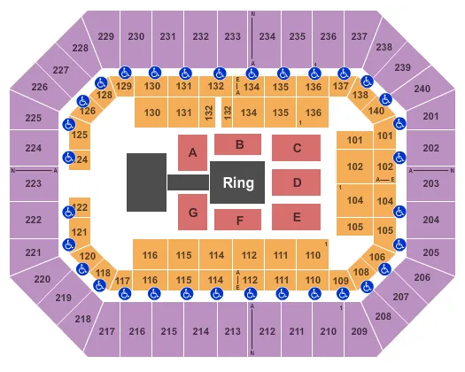 RAISING CANES RIVER CENTER ARENA WWE Seating Map Seating Chart