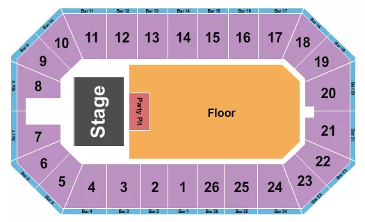 RALPH ENGELSTAD ARENA MN ENDSTAGE GA FLOOR W PARTY PIT Seating Map Seating Chart