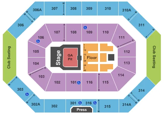 RALPH ENGELSTAD ARENA ND ERIC CHURCH 2017 Seating Map Seating Chart
