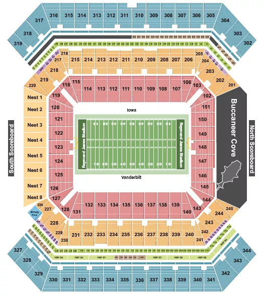 FOOTBALL RW RELIAQUEST BOWL Seating Map Seating Chart