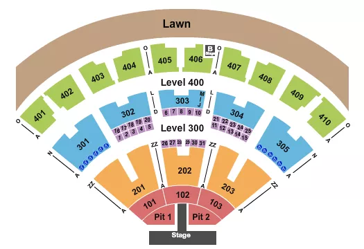 ENDSTAGE PITS WITH CATWALK Seating Map Seating Chart