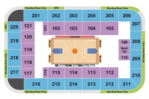 RECREATION HALL PENN STATE UNIVERSITY MENS BASKETBALL Seating Map Seating Chart
