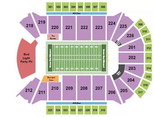 INDOOR FOOTBALL Seating Map Seating Chart