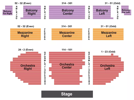 END STAGE Seating Map Seating Chart