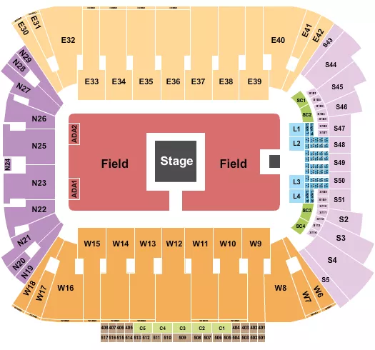 ZACH BRYAN Seating Map Seating Chart