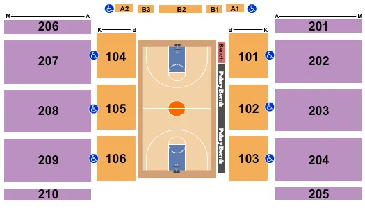 RICK CASE ARENA AT D TAFT UNIVERSITY CENTER BASKETBALL Seating Map Seating Chart