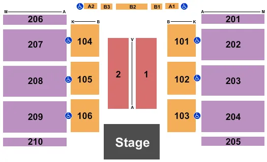 RICK CASE ARENA AT D TAFT UNIVERSITY CENTER END STAGE Seating Map Seating Chart