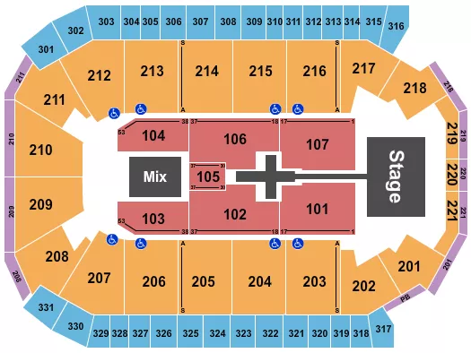 TOBYMAC Seating Map Seating Chart