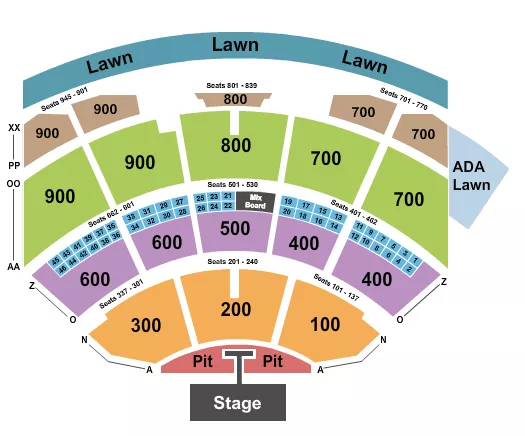 ENDSTAGE PIT W CATWALK Seating Map Seating Chart