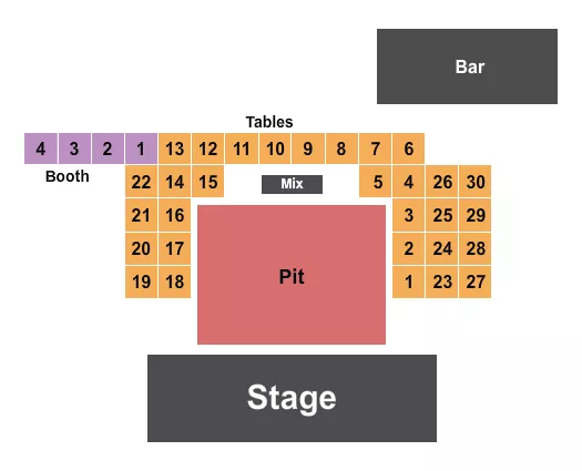 ENDSTAGE PIT TABLES Seating Map Seating Chart