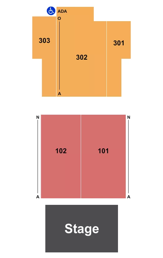 RIVIERA THEATER CHARLESTON ENDSTAGE NO TABLES Seating Map Seating Chart