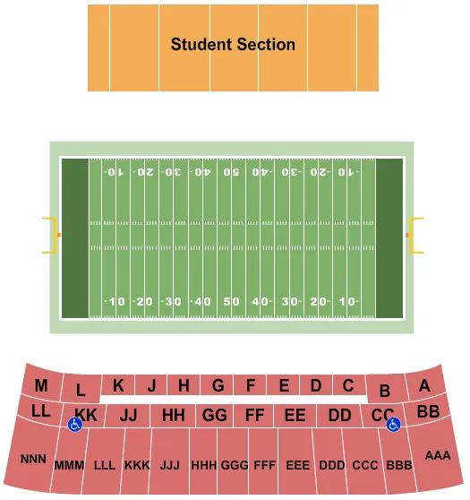 ROBERT W PLASTER STADIUM FOOTBALL Seating Map Seating Chart