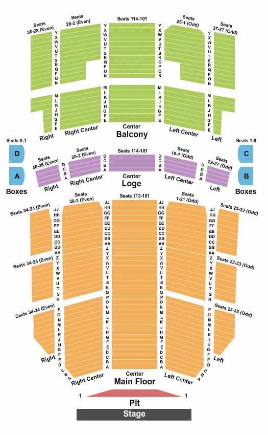 END STAGE Seating Map Seating Chart