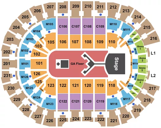 SHINEDOWN Seating Map Seating Chart