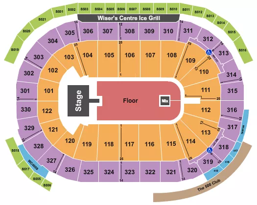 ENDSTAGE GA FLOOR WITH CATWALK Seating Map Seating Chart