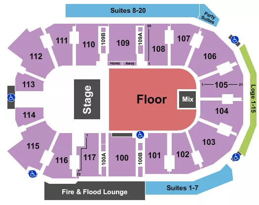 ENDSTAGE FLOOR PIT Seating Map Seating Chart