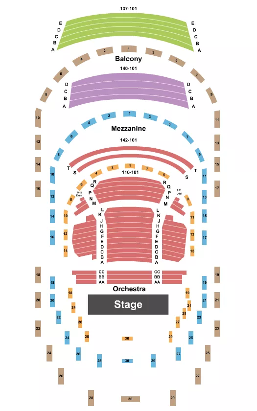 END STAGE Seating Map Seating Chart