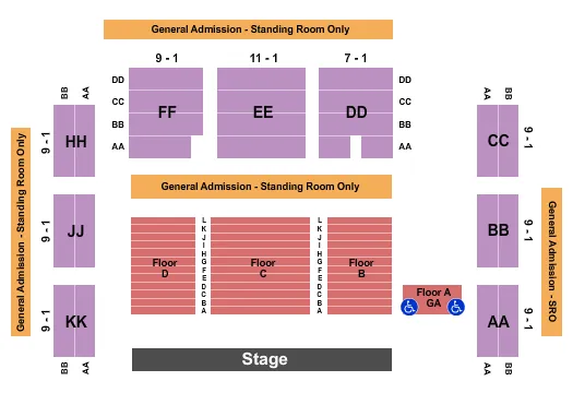 ENDSTAGE RESERVED 2 Seating Map Seating Chart