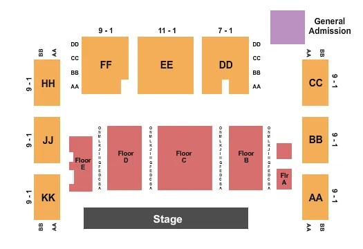 ENDSTAGE RESERVED 3 Seating Map Seating Chart