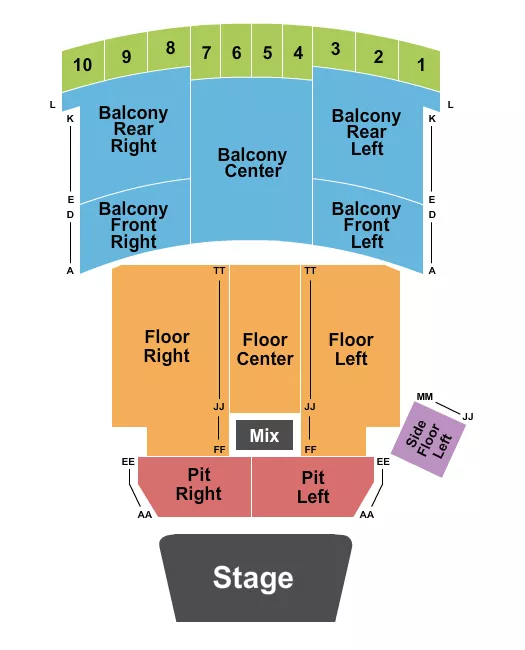 ENDSTAGE RESERVED Seating Map Seating Chart
