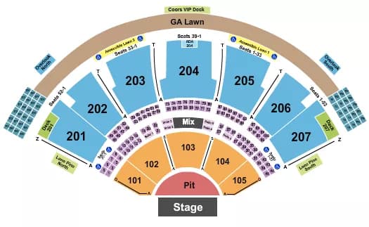 ENDSTAGE GA PIT 101 105 Seating Map Seating Chart
