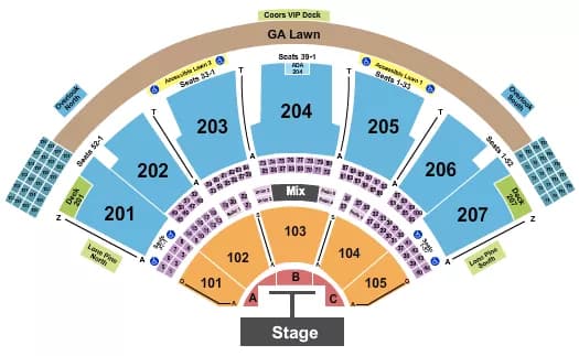 ENDSTAGE WITH CATWALK Seating Map Seating Chart