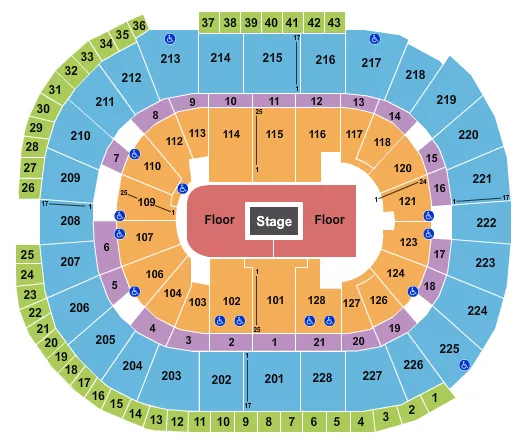 CENTER STAGE GA FLOOR Seating Map Seating Chart