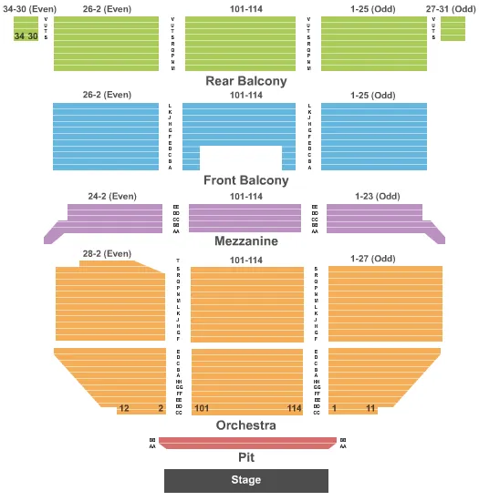 END STAGE Seating Map Seating Chart