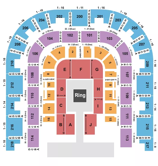 WRESTLING TNA Seating Map Seating Chart