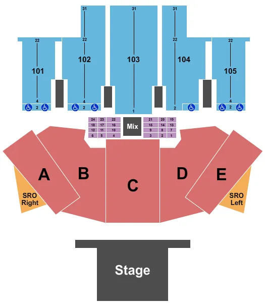 ENDSTAGE W SRO LR Seating Map Seating Chart