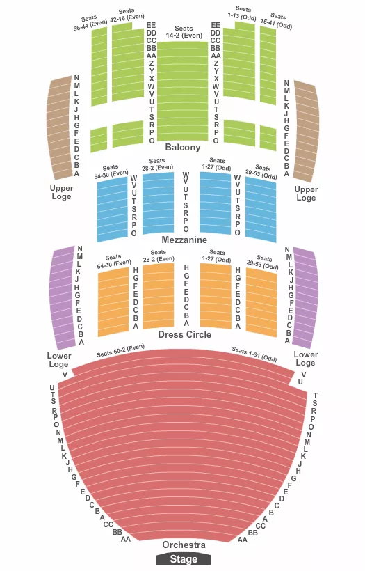 END STAGE Seating Map Seating Chart