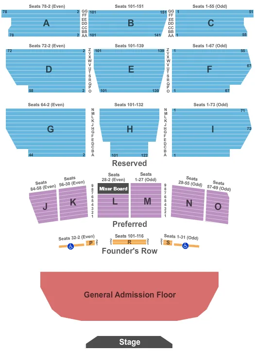 END STAGE GA Seating Map Seating Chart
