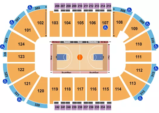 HARLEM GLOBETROTTERS Seating Map Seating Chart