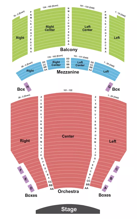 ENDSTAGE W MEZZ Seating Map Seating Chart