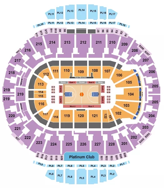 BASKETBALL SURGE ROW Seating Map Seating Chart