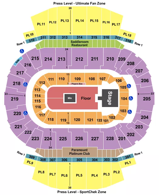ENDSTAGE GA FLR CATWALK Seating Map Seating Chart