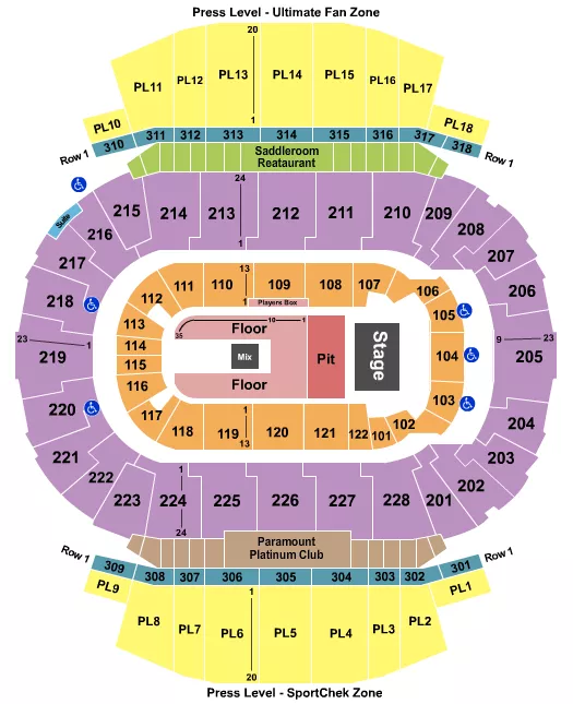 ENDSTAGE PIT FLOOR Seating Map Seating Chart
