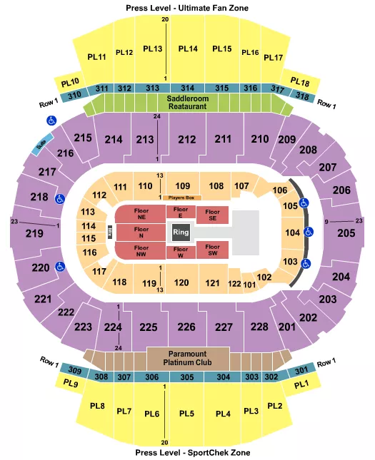 WRESTLING Seating Map Seating Chart