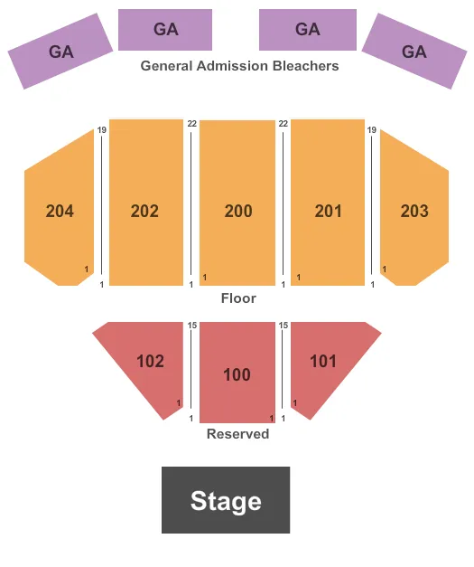 SENECA ALLEGANY EVENTS CENTER AT SENECA ALLEGANY RESORT CASINO OUTDOOR ENDSTAGE Seating Map Seating Chart