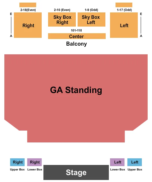 ENDSTAGE GA FLOOR RESV BALC 2 Seating Map Seating Chart