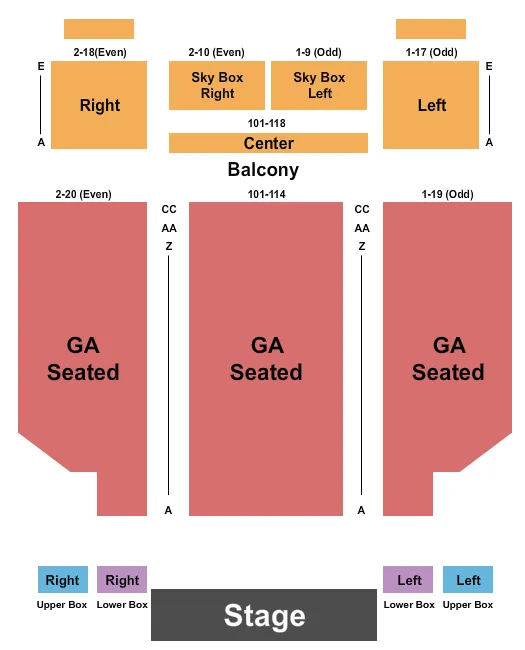 ENDSTAGE GA SEATED RESV BALC Seating Map Seating Chart