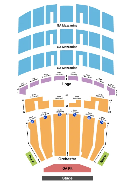 SHRINE AUDITORIUM LOS ANGELES ENDSTAGE GA MEZZ Seating Map Seating Chart