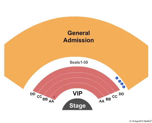 CHIPPENDALES THEATER AT PLANET HOLLYWOOD RESORT CASINO END STAGE Seating Map Seating Chart