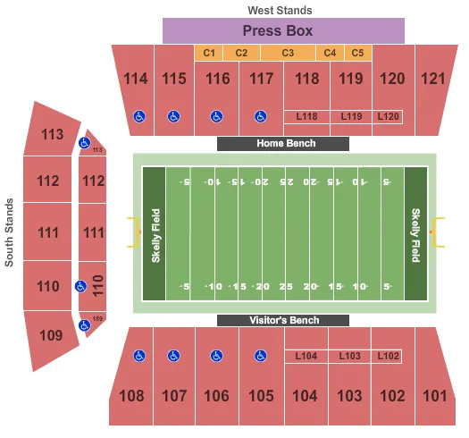 SKELLY FIELD AT HA CHAPMAN STADIUM FOOTBALL Seating Map Seating Chart