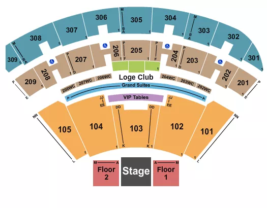 AEW Seating Map Seating Chart
