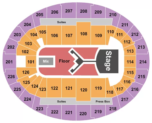 SHINEDOWN Seating Map Seating Chart