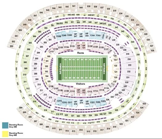 FOOTBALL ROWS RAMS Seating Map Seating Chart