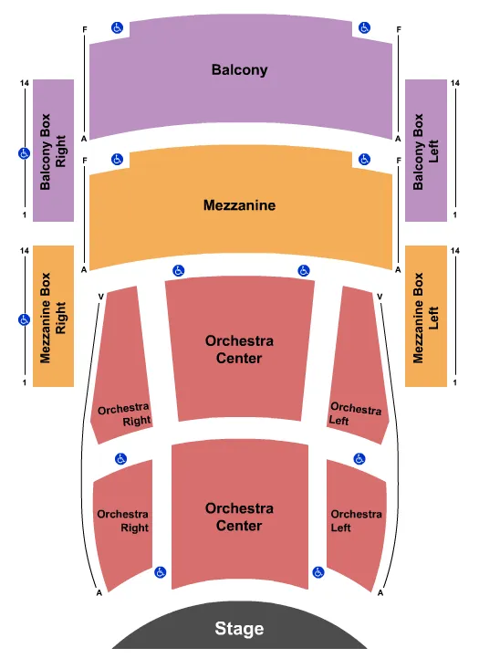 DENNIS C MOSS CULTURAL ARTS CENTER MAIN STAGE ENDSTAGE Seating Map Seating Chart