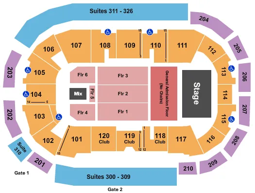 END STAGE GA PIT Seating Map Seating Chart